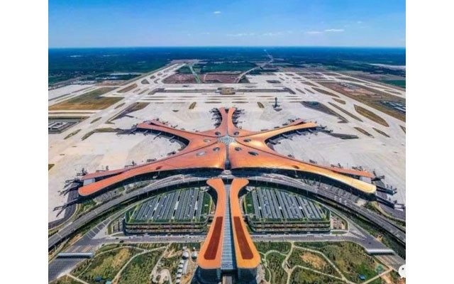 Sân bay quốc tế Đại Hưng (Bắc Kinh, Trung Quốc) nhìn từ trên cao. (Ảnh: Nhật báo Bắc Kinh)