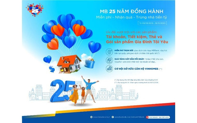 MB 25 năm đồng hành - miễn phí - nhận quà - trúng nhà tiền tỷ