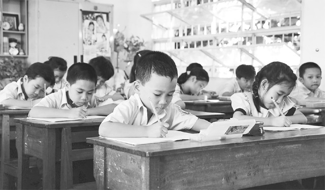 Giờ học toán của học sinh Trường tiểu học Võ Thị Sáu.