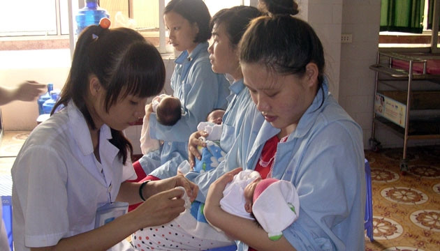 Chăm sóc trẻ sơ sinh tại Bệnh viện Sản nhi tỉnh Ninh Bình.