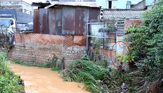 Vị trí nạn nhân bị ngã xuống suối Phan Đình Phùng.