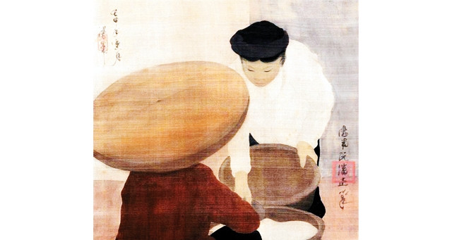 Người bán gạo. Tranh lụa của Nguyễn Phan Chánh.