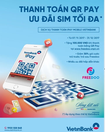 Thanh toán QR Pay nhận sim Vinaphone với nhiều ưu đãi hấp dẫn cùng VietinBank