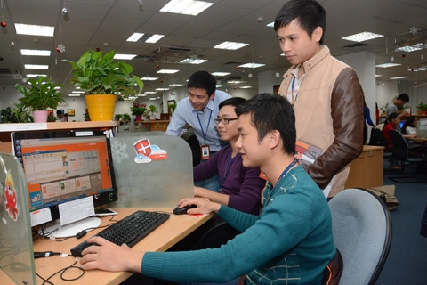 Nhóm thiết kế phần mềm xuất khẩu của Công ty An ninh mạng BKAV. Ảnh:DUY LINH