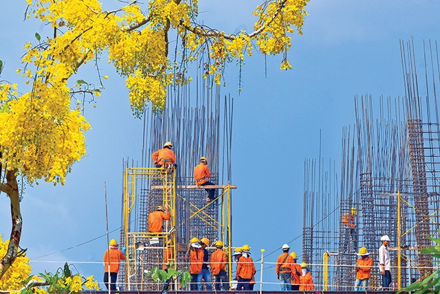 Mùa xuân trên công trường. Ảnh | THND