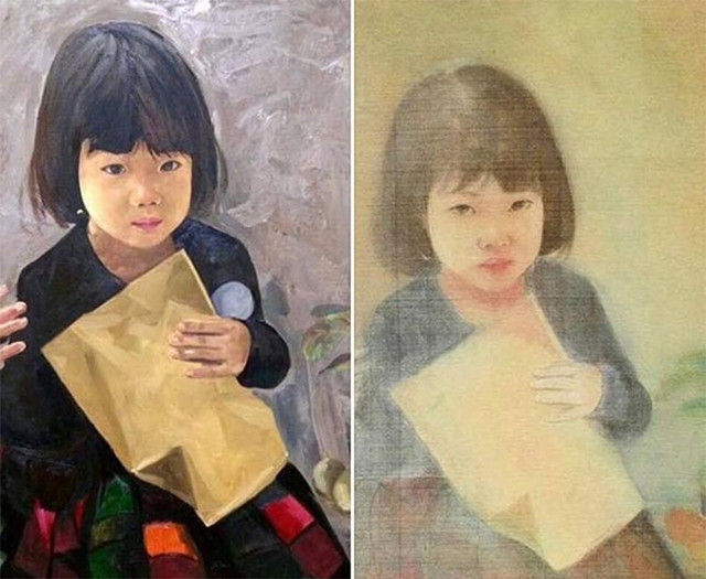 Bức tranh sơn dầu và bức tranh lụa đã bị “đánh lận con đen” với mục đích kiếm lợi một cách trắng trợn.