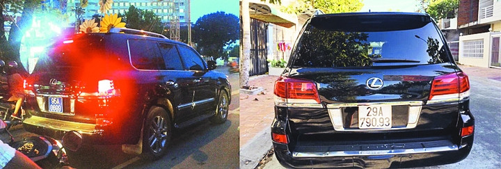Chiếc xe Lexus 570 có biển trắng tư nhân ông Trịnh Xuân Thanh sử dụng đã đổi màu sang biển xanh.