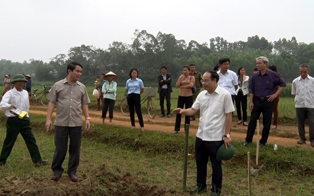 Công tác dồn đổi ruộng đất được huyện Thanh Ba (Phú Thọ) tổ chức khoa học, chặt chẽ. Trong ảnh: Xã Ðông Thành tổ chức dồn điền đổi thửa.