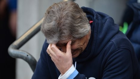 HLV Pellegrini đau khổ trước thất bại của Man City.