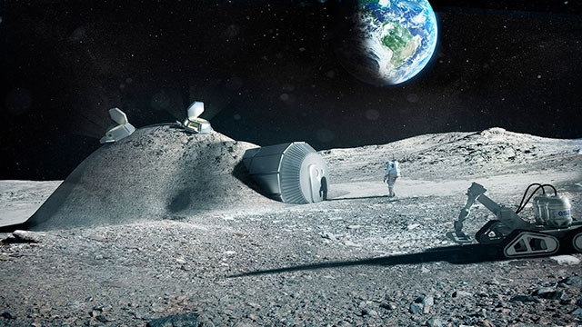 Phác thảo trạm không gian Lunar Orbital Platform-Gateway nằm gần Mặt trăng. Ảnh: LAWJOURNAL NEWS