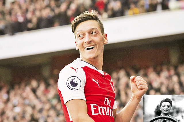 Enzo Ferrari (ảnh nhỏ) và Mesut Oezil như thể là sản phẩm của phép luân hồi.