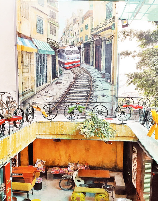 Không gian quán cà-phê tái chế của anh Nguyễn Văn Thơ.