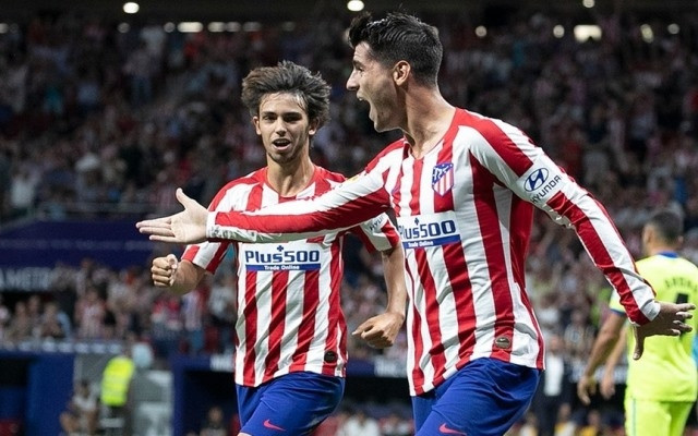 Alvaro Morata (phải) ăn mừng bàn mở tỷ số cùng đồng đội Joao Felix. (Ảnh: Atletico Madrid)