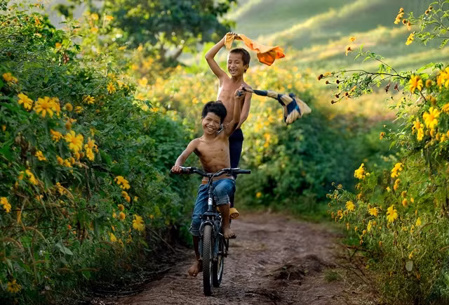 Niềm vui đón xuân về.Ảnh: Hồ Anh Tiến