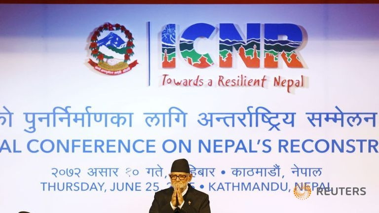 Thủ tướng Nepal Sushil Koira tại Hội nghị hỗ trợ tái thiết cho Nepal (ảnh: Reuters)