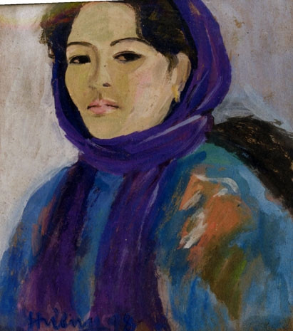 Nữ họa sĩ vẽ tranh trên gạch men nặng lửa