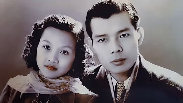 Vợ chồng nhà thơ Hoài Việt hồi trẻ.