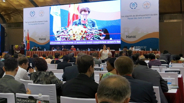 Một phiên họp của Đại hội đồng IPU 132.