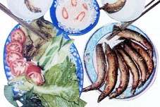 Cá chạch nướng chấm cơm mẻ