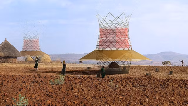 Thử nghiệm công nghệ thu gom nước từ không khí tại Ethiopia. Ảnh: WIRED
