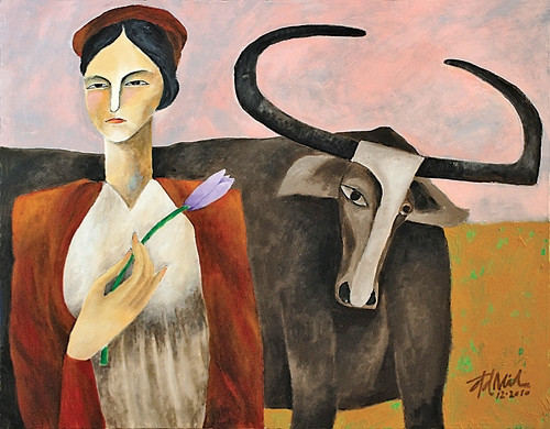 Nhớ quê. Tranh: ĐỖ DUY MINH