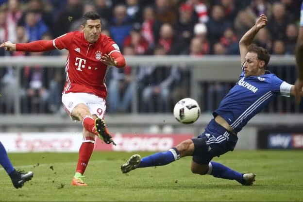 Lewandowski dù khi bàn nhưng không thể giúp Bayern Munich tránh được trận hòa 1-1 trước Schalke 04. (Ảnh: Reuters).