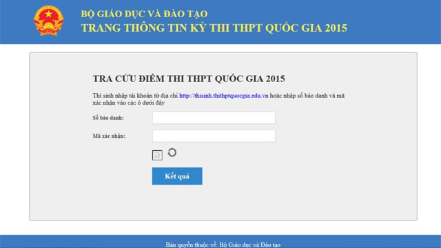 Bộ Giáo dục và Đào tạo công bố điểm thi THPT quốc gia 2015