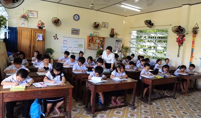 Một buổi học tại Trường tiểu học Võ Thị Sáu (quận Hải Châu, TP Đà Nẵng) - trường đạt chuẩn quốc gia.