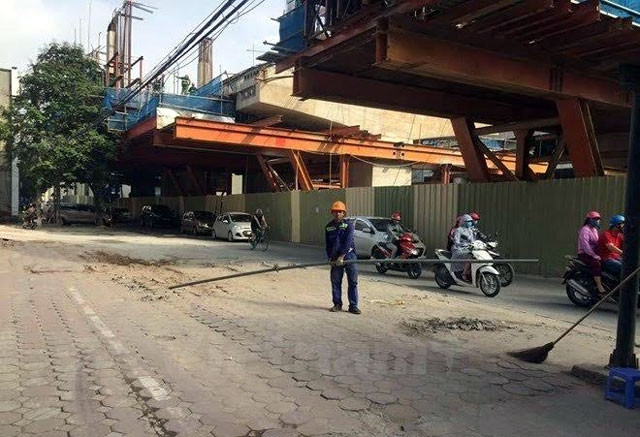 Hiện trường khu vực dự án đường sắt xảy ra sự cố.