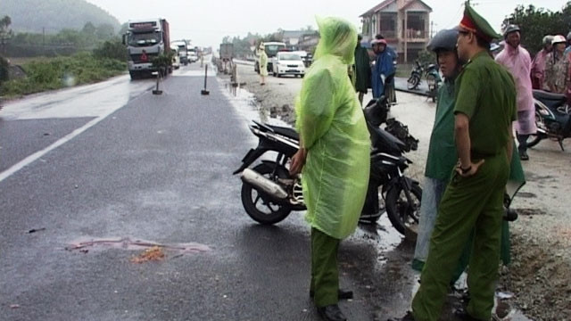 Hiện trường nơi xảy ra vụ tai nạn giao thông.