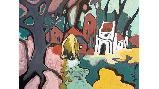 Tác phẩm “Làng” (Bột mầu, 1990).