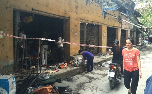 Hiện trường vụ hỏa hoạn ở mặt đường Nguyễn Thái Học.
