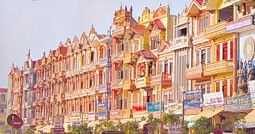 Một đoạn đường vào làng và một góc
cụm công nghiệp đồ gỗ Đồng Kỵ.