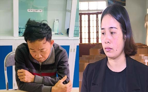 Các bị can Nguyễn Huy Thành và Trương Thị Linh
