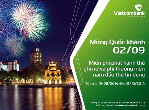 Vietcombank miễn phí phát hành thẻ ghi nợ, phí thường niên năm đầu thẻ tín dụng