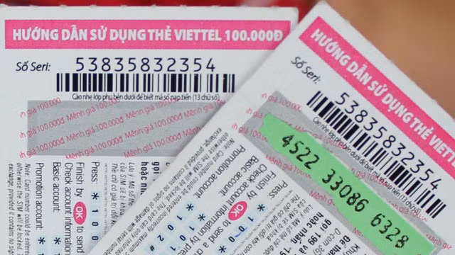 Thẻ cào Viettel giả trùng seri.