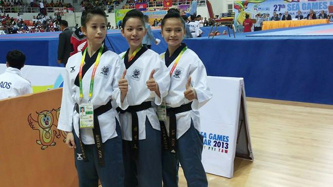 Bộ ba võ sĩ Nguyễn Thị Lệ Kim, Nguyễn Thị Thu Ngân, Châu Tuyết Vân.