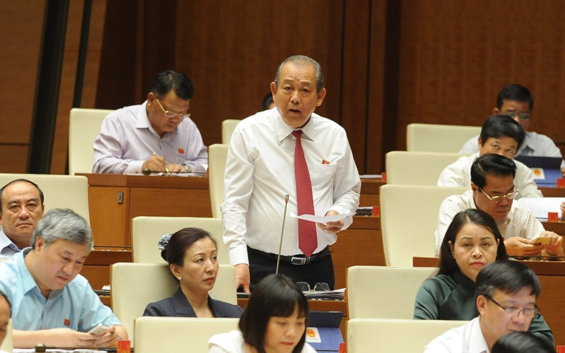 Phó Thủ tướng Thường trực Chính phủ Trương Hòa Bình tham gia giải trình tại phiên chất vấn. Ảnh: TRẦN HẢI.