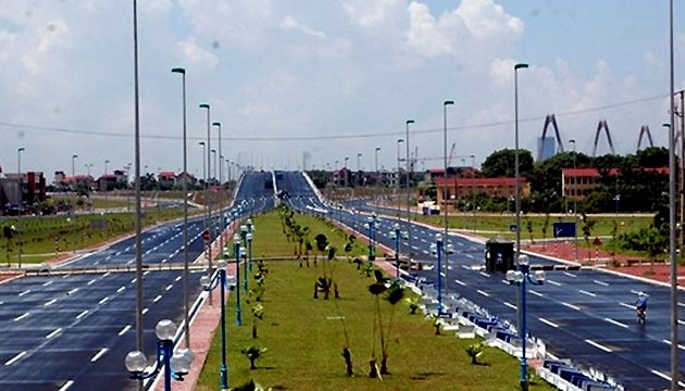 Tuyến đường từ huyện Đông Anh, Hà Nội hướng về cầu Nhật Tân. (Ảnh internet)