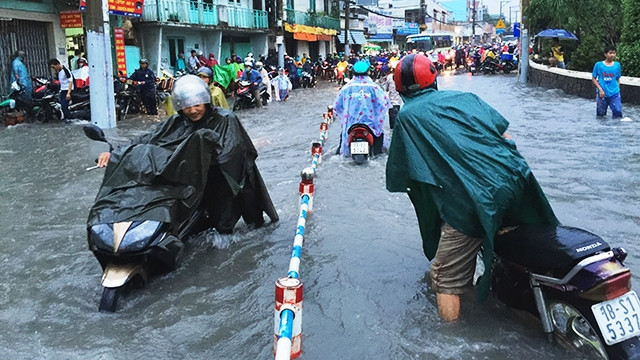 Giao thông tê liệt vì trận mưa ngập trong 30 phút vào ngày 10-11.