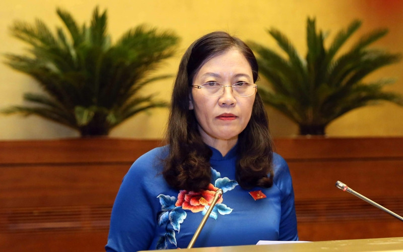 Chủ nhiệm Ủy ban Tư pháp của Quốc hội Lê Thị Nga trình bày báo cáo thẩm tra công tác phòng, chống tội phạm và vi phạm pháp luật của Chính phủ năm 2019.