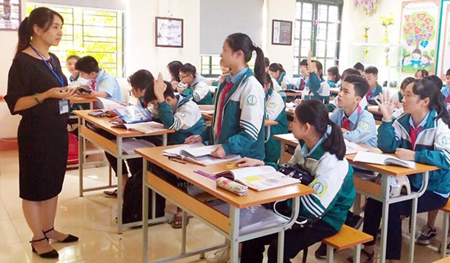 Giờ học tại Trường THCS Hoàng Hoa Thám (tỉnh Lào Cai). Ảnh: QUỲNH TRANG