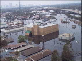 Tình trạng lụt lội do biến đổi khí hậu trái đất.