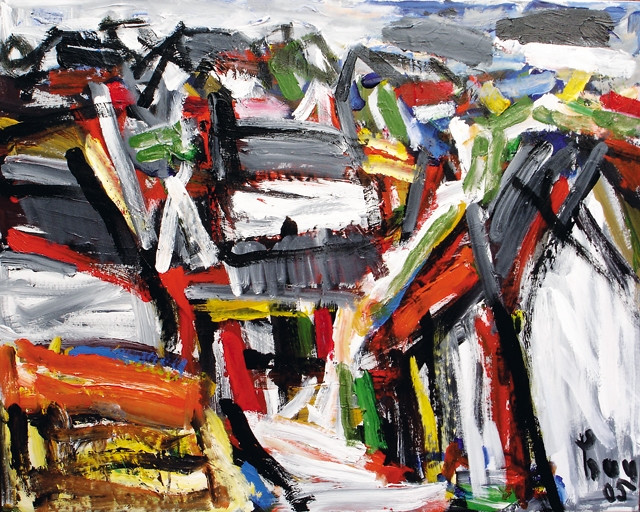 Tác phẩm Phong cảnh nông thôn của họa sĩ Trần Lưu Hậu.