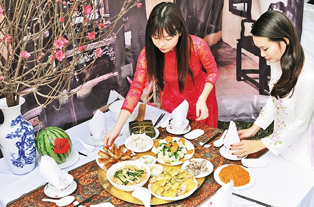 Mâm cỗ Tết. Ảnh: Nguyễn Hải