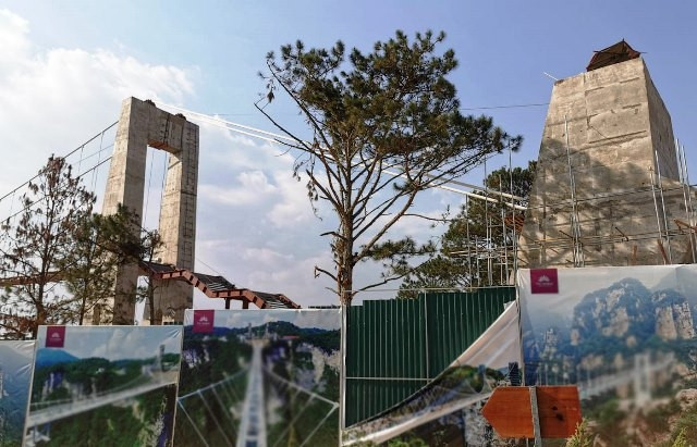 Công trình vi phạm đang bị tạm ngừng thi công.