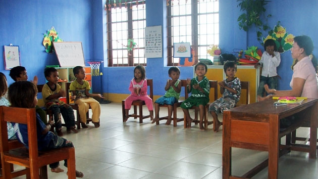 Trường mầm non buôn Mả Môi, xã Đức Bình Tây, huyện miền núi Sông Hinh mới được xây dựng khang trang. Ảnh: DOÃN CÔNG