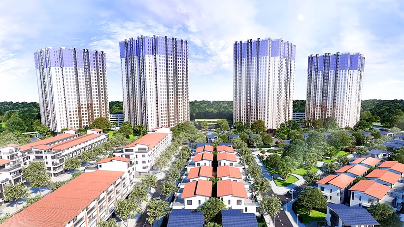 Phối cảnh 4 tòa tháp của West Bay Sky Residences