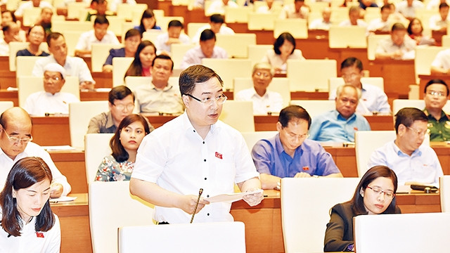 Đại biểu QH phát biểu ý kiến thảo luận tại hội trường. Ảnh: Đăng Khoa