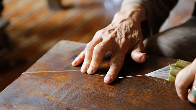 Kéo miết tơ sen thành sợi.
